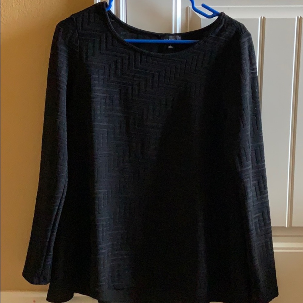 black patterned long sleeve The Limited top